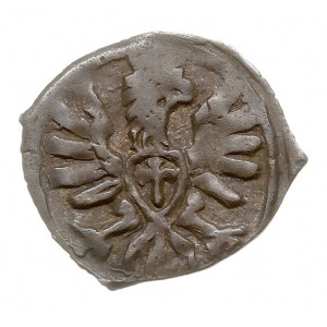 denar 1608, Poznań, T. 7, korona nad herbem niższa, pat...