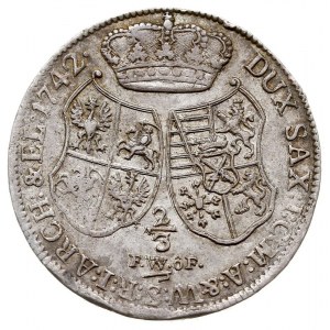 2/3 talara (gulden), 1742, Drezno, Kahnt 545, Dav. 830,...