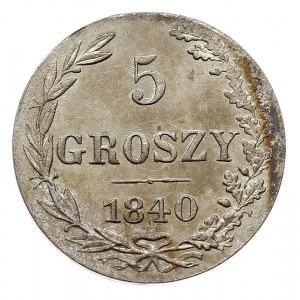 5 groszy 1840, Warszawa, odmiana bez kropek na rewersie...