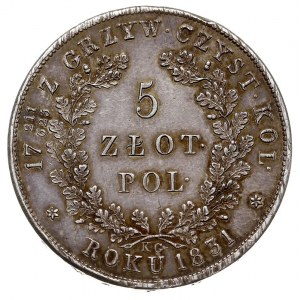 5 złotych 1831, Warszawa, Plage 272, minimalnie justowa...