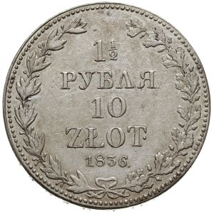 1 1/2 rubla = 10 złotych 1836, Warszawa, odmiana z duży...