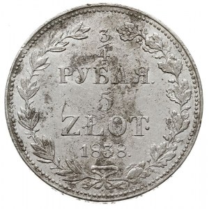 3/4 rubla = 5 złotych 1838, Warszawa, Plage 361, Bitkin...