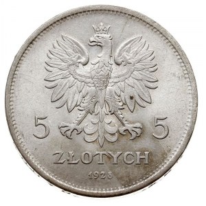 5 złotych 1928, Warszawa, Nike, Parchimowicz 114.a, pię...