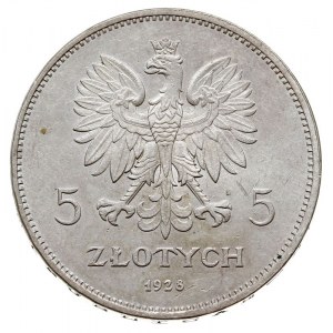 5 złotych 1928, Bruksela, Nike, Parchimowicz 114.b, bar...