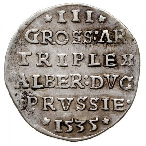 trojak 1535, Królewiec, odmiana napisu PRVS, Iger Pr.35...