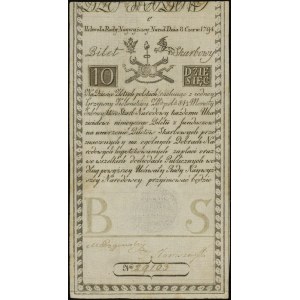 10 złotych polskich 8.06.1794, seria C 29103, widoczny ...