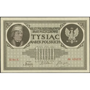 1.000 marek polskich 17.05.1919, seria III-E, numeracja...