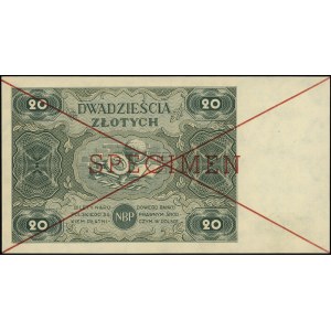 20 złotych 15.07.1947, seria A 1234567, SPECIMEN, Lucow...