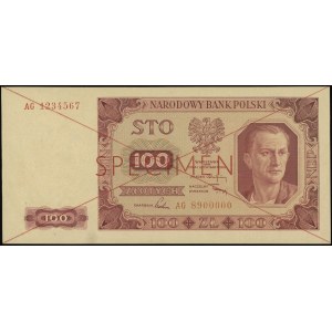100 złotych 1.07.1948, seria AG 1234567 / AG 8900000, p...