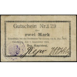 2 Marki 1.09.1914, numer 129, podpisy Pieper i Klotz, p...
