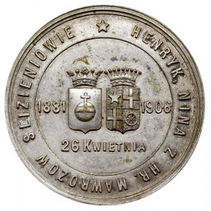 medal na pamiątkę srebrnego wesela 1906, Aw: Dwie tarcz...