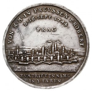 zdobycie Pragi w 1744 r., medal autorstwa J. W. Kittel’...