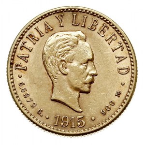 4 peso 1915, złoto 6.69 g, nakład 6.300 sztuk, Fr. 4, b...