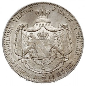 dwutalar 1845, Karlsruhe, srebro 37.01 g, AKS 89, Dav. ...