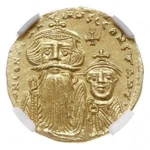 solidus 654-659, Konstantynopol, Aw: Popiersia Konstans...