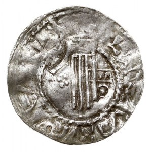 denar 1009-1014, Aw: Głowa w koronie w prawo, Rw: Dłoń ...