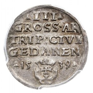 trojak 1539, Gdańsk, Iger G.39.1.e (R1), moneta w pudeł...