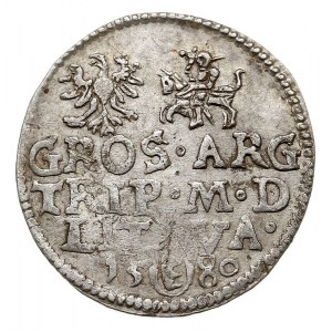 trojak 1580, Wilno, nominał w owalnej obwódce, Iger V.8...