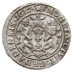 ort 1616, Gdańsk, mała głowa króla z kołnierzem, Shatal...