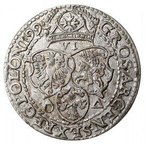 szóstak 1599, Malbork, odmiana z dużą głową króla, bard...