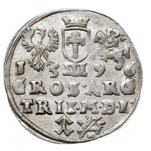 trojak 1596, Wilno, znak Lewek przebity hakiem, obok he...
