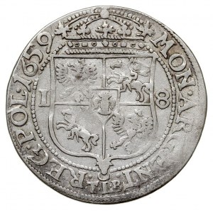 ort 1659, Kraków, litery TLB i herb Wieniawa (podskarbi...