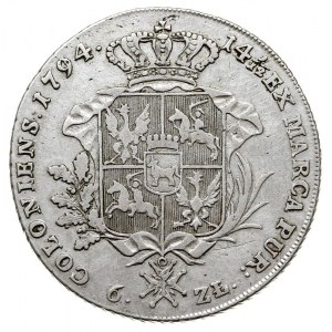 talar 6 złotowy 1794, Warszawa, srebro 23.83 g, Plage 3...