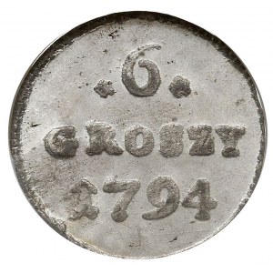 6 groszy 1794, Warszawa, Plage 207, moneta w pudełku fi...