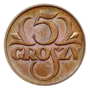 5 groszy 1930, Warszawa, Parchimowicz 103 d, ładne, pat...