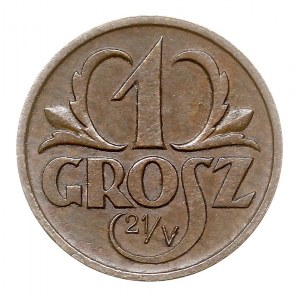 1 grosz 1925, Warszawa, pod napisem GROSZ data 21/V, br...