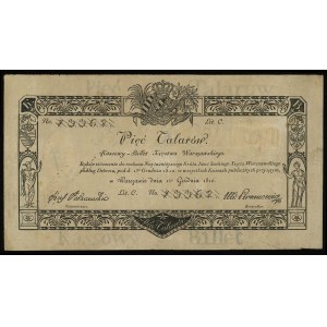 5 talarów 1.12.1810, podpis komisarza Józef Jaraczewski...