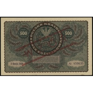 500 marek polskich 23.08.1919, czerwony nadruk WZÓR”, s...