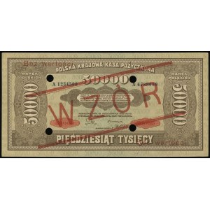 50.000 marek polskich 10.10.1922, czerwony nadruk WZÓR”...