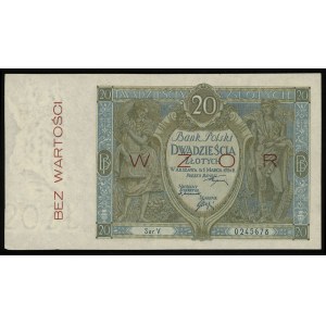 20 złotych 1.03.1926, seria V, numeracja 0245678, obust...