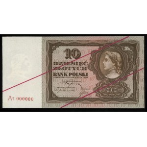 próbny druk 10 złotych 2.01.1928, seria A1, numeracja 0...