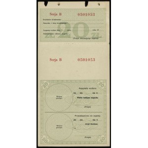 asygnata na 20 złotych (1939), seria B, numeracja 05010...