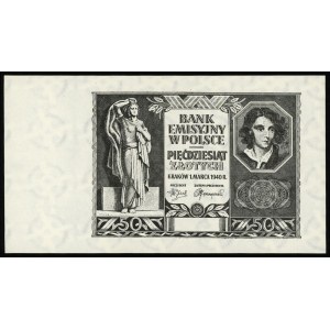 czarnodruk strony głównej banknotu 50 złotych 1.03.1940...