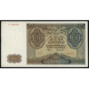 100 złotych 1.08.1941, seria A, numeracja 2983535, Luco...
