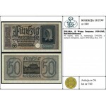 50 marek, seria A, numeracja 7345294, z suchym stemplem...
