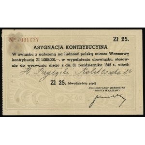 asygnacja kontrybucyjna na 25 złotych z 31.10.1942, num...