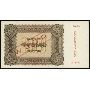 1.000 złotych 1945, seria Dh, numeracja 1234567, obustr...