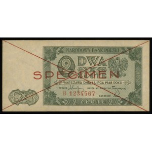 2 złote 1.07.1948, seria B, numeracja 1234567, obustron...