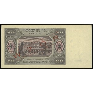 20 złotych 1.07.1948, seria GS, numeracja 0000043, obus...