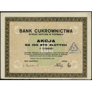 Bank Cukrownictwa S.A. w Poznaniu, 1 akcja na 100 złoty...