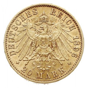 20 marek 1896 A, Berlin, złoto 7.94 g, J. 181, rzadkie