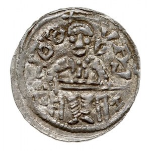 denar, 1146-1157, Aw: Książę z mieczem na tronie, BOLEZ...