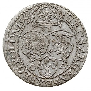szóstak 1596, Malbork, odmiana z małą głową króla, bard...