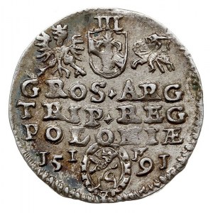 trojak 1591, Olkusz, Iger O.91.1.c (R1), rzadki i ładny