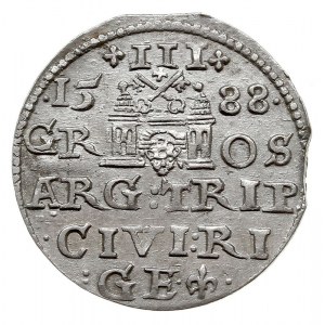 trojak 1588, Ryga, małe popiersie króla, Iger R.88.1.a ...