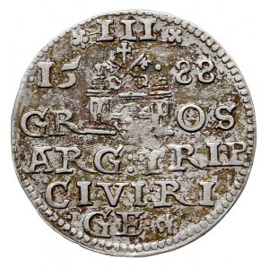 trojak 1588, Ryga, duże popiersie króla, Iger R.88.2.a ...